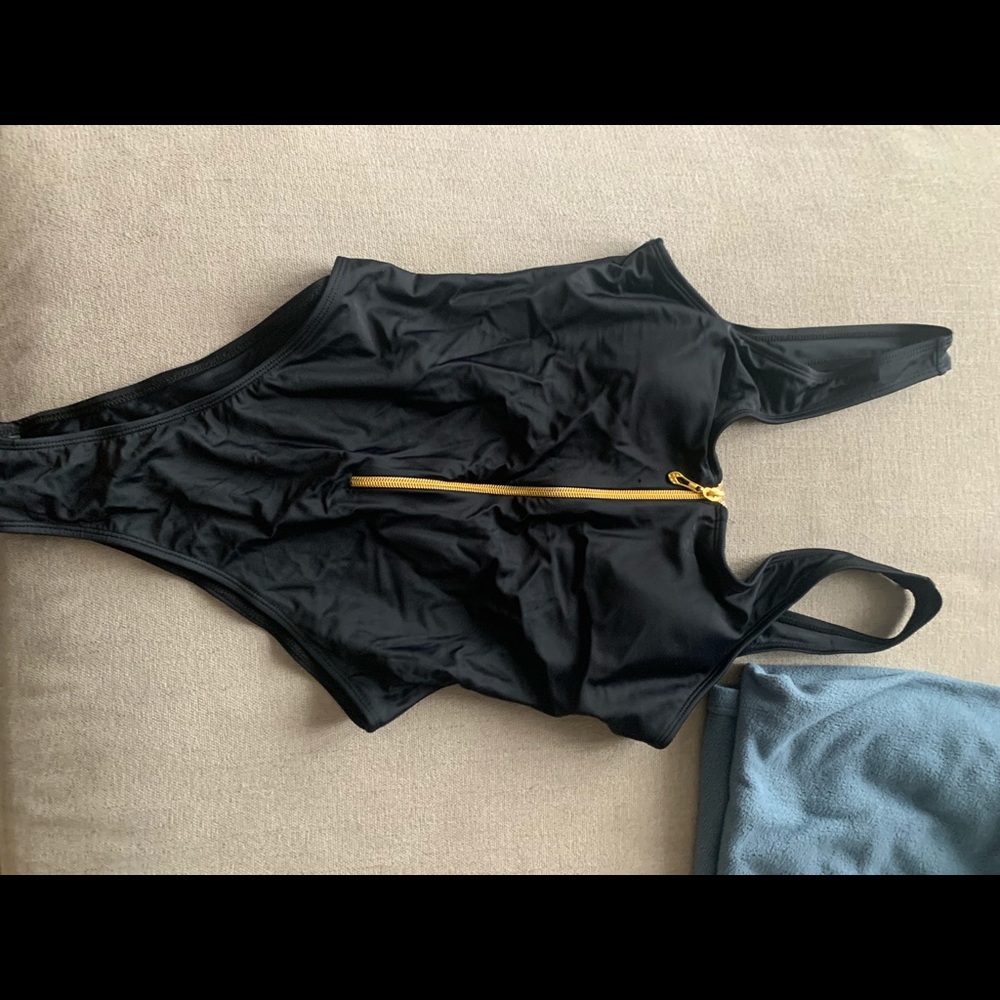 High waisted zip front zip women’s one piece